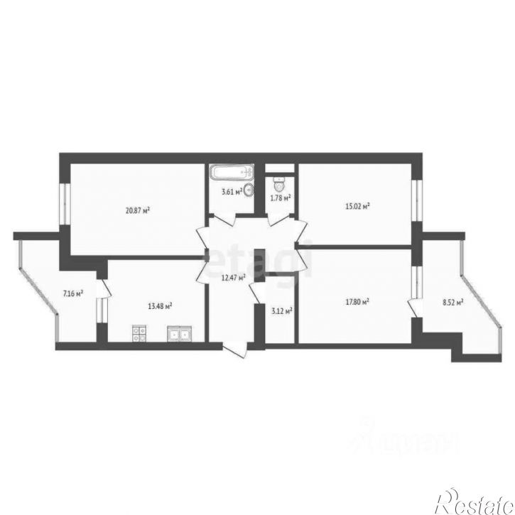 3-комн квартира городской округ Тобольск