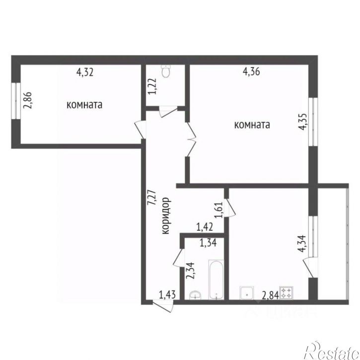 2-комн квартира городской округ Тобольск