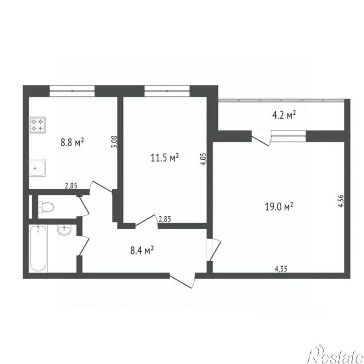 2-комн квартира городской округ Тобольск