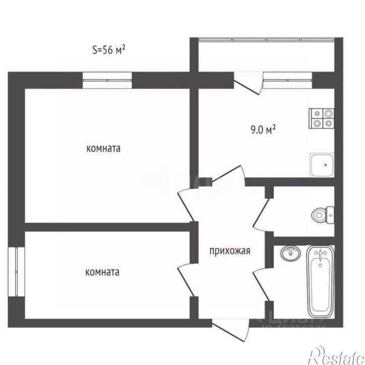 2-комн квартира городской округ Тобольск