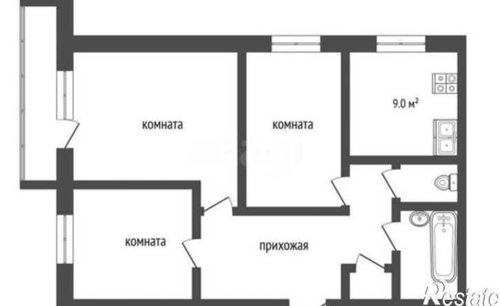 3-комн квартира 4-й микрорайон, 25