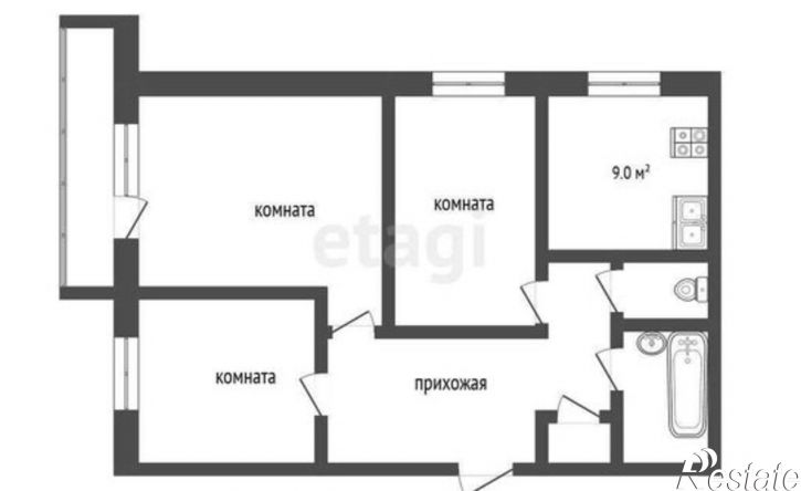 3-комн квартира 4-й микрорайон, 25