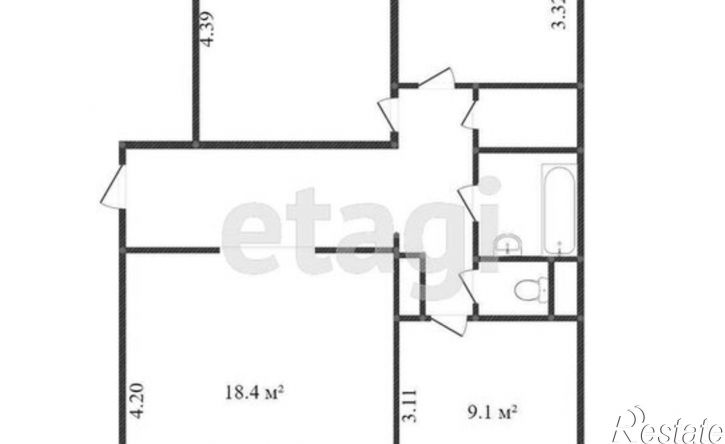 3-комн квартира 9-й микрорайон, 15А