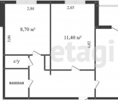 2-комн, 50кв м, этаж 8/9 Октябрьская улица, 64