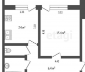 2-комн, 47кв м, этаж 1/9 4-й микрорайон, 14