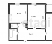 2-комн, 52кв м, этаж 1/9 9-й микрорайон, 31
