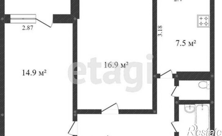 2-комн квартира микрорайон 7А, 14А