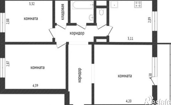 3-комн квартира 10-й микрорайон, 35