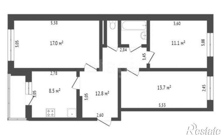 3-комн квартира 10-й микрорайон, 10