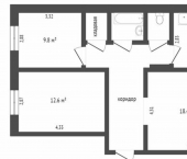 3-комн, 66кв м, этаж 6/9 9-й микрорайон, 21