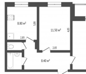 2-комн, 54кв м, этаж 8/9 ул Доронина, 22