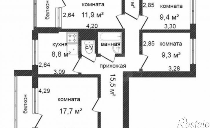 4-комн квартира микрорайон 7А, 37А