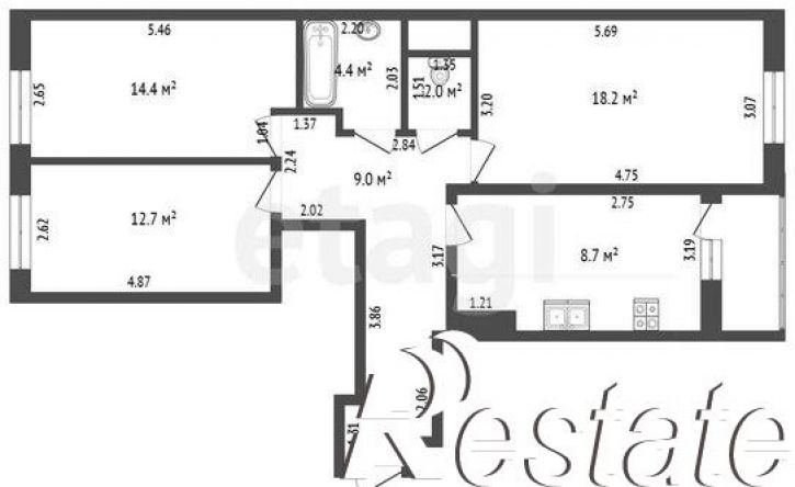 3-комн квартира улица Радищева, 21,  д. 21