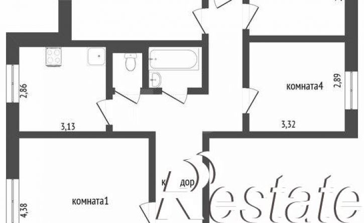 4-комн квартира 10-й микрорайон, 5Б