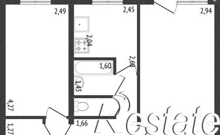 2-комн квартира 4-й микрорайон, 38А