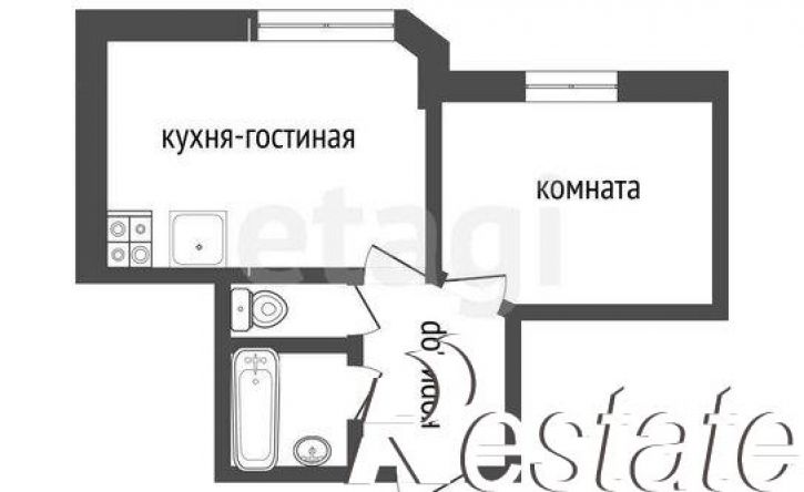1-комн квартира Октябрьская улица, 19,  д. 19