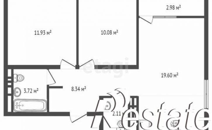 2-комн квартира 6-й микрорайон, 110к1