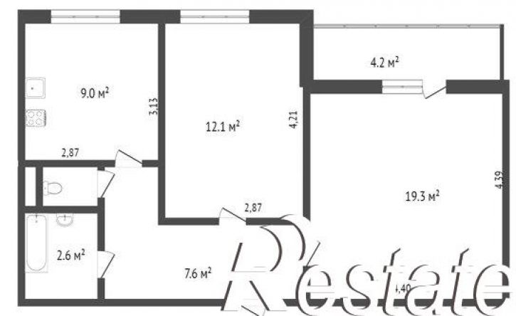 2-комн квартира микрорайон 7А, 35Б