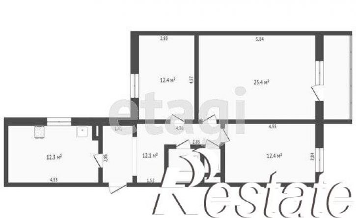 3-комн квартира улица Радищева, 21,  д. 21