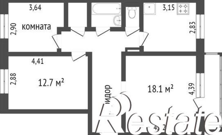 3-комн квартира 9-й микрорайон, 17А